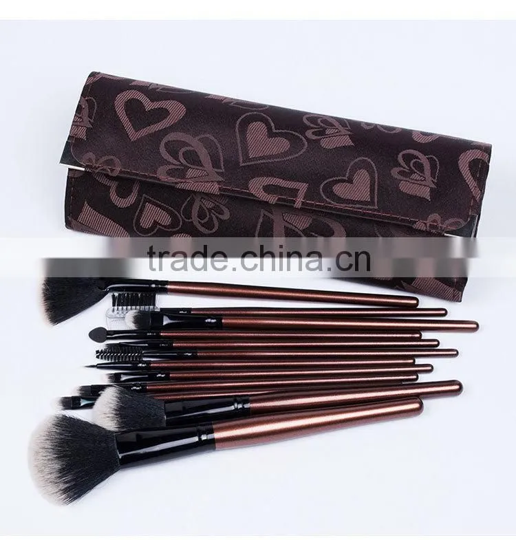free samples! hot 12 pcs heart&love high end personalized makeup brush sets