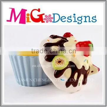 Lovely Blue Ceramic Promotional Cupcake Jar OEM welcome