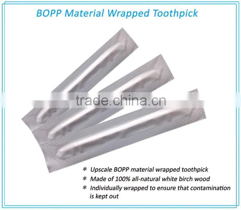 3 sides sealed paper wrapped wooden toothpick in China factory
