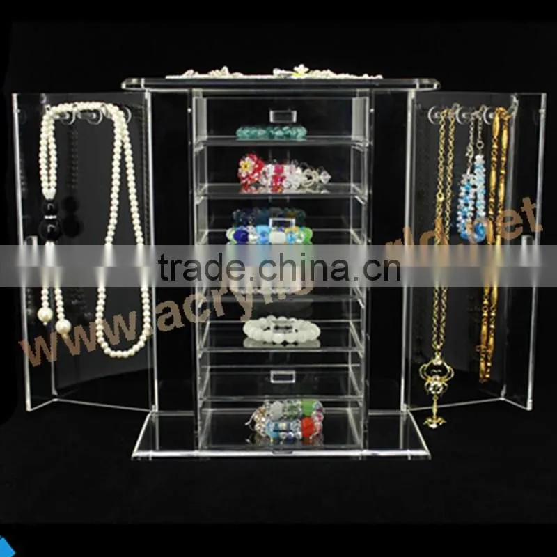 acrylic jewelry display stand/acrylic jewelry & cosmetic storage display boxes/rotating acrylic jewelry display stand