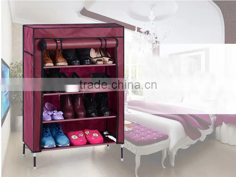 4 layers portable folding shoe organizer racks assemble by tubes and connections (FH-FR00704)