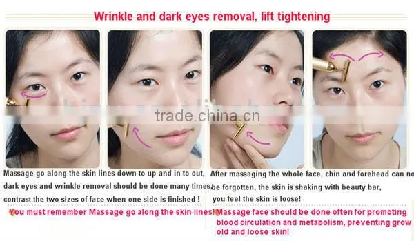 T-shaped 24k beauty bar massager beauty bar for face lifting/anti-wrinkle