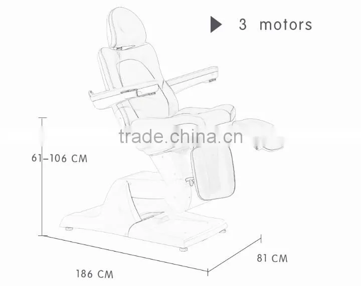 Good PVC material salon furniture massage bed electric with 3 motors