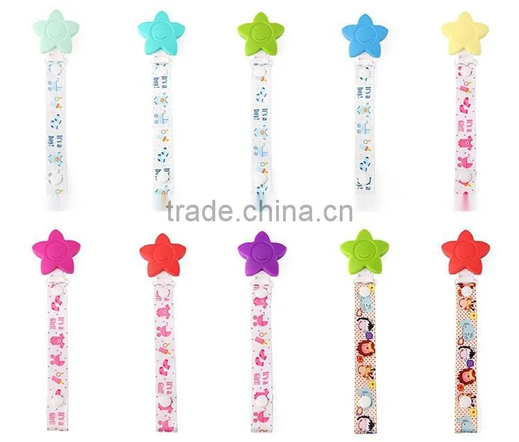 Kean new design baby pacifier with silicone flower clamp