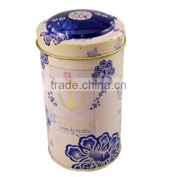 round tin box for tea
