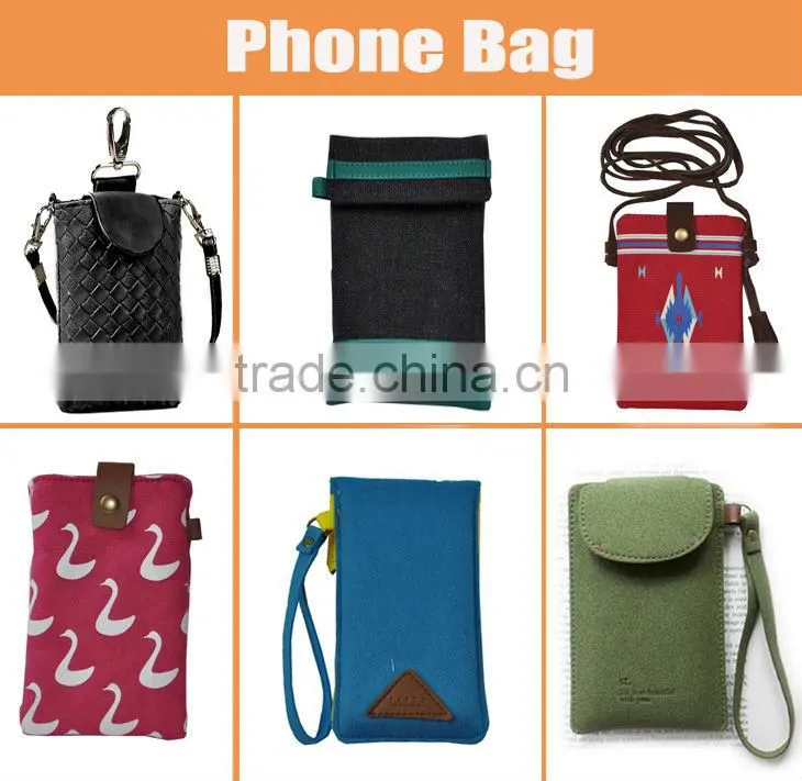 Cell phone bag with strap, leather cell phone bag