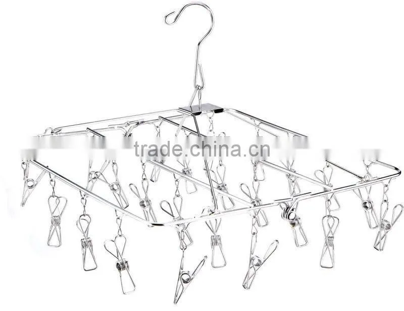 Stainless steel clothes hanger /Clothes hanger;Laudry clips hanger;stainless steel clips hanger/ clothes hanger with 12 pegs