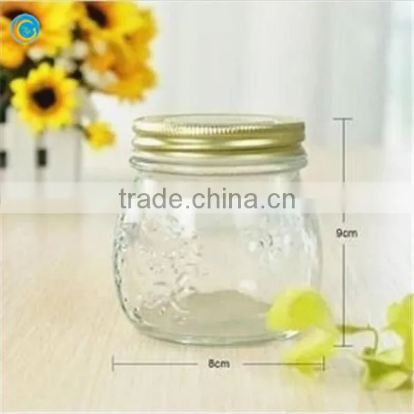 300ML/500ML/1L bluk clear wholesale glass jars with screw slink lid for jam honey for kitchenware