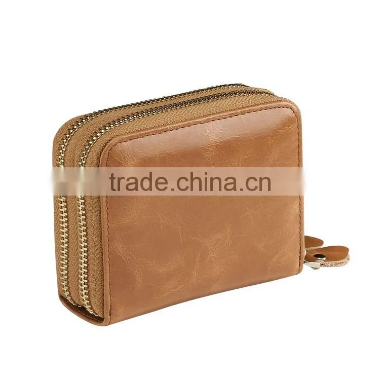 Custom RFID travel genuine leather wallet for men