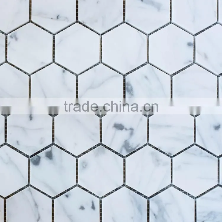 MM-CV261 Gold supplier customized flooring natural stone asian statuary hexagon marble mosaics tiles