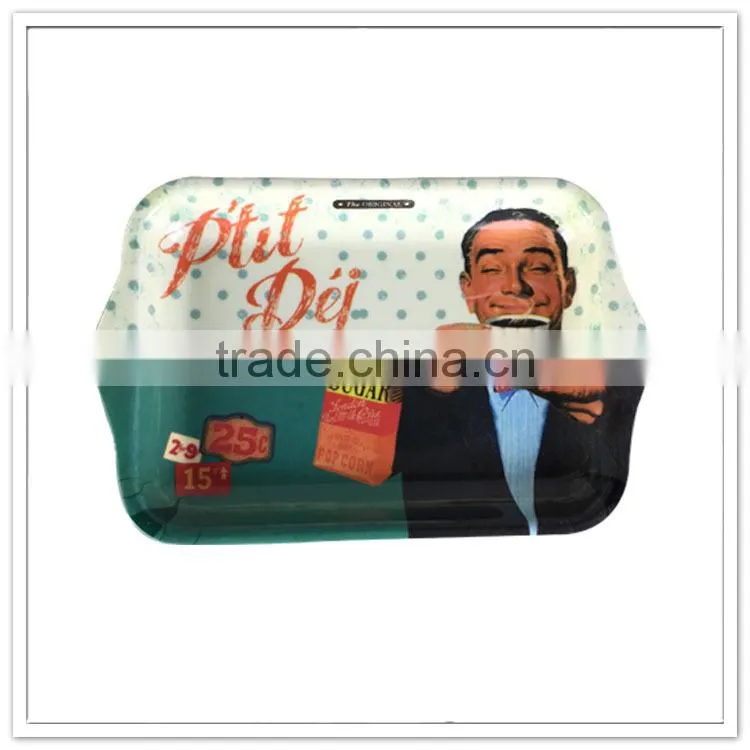 A man taste morning coffee deisgn 23cm customized coffee break melamine tray