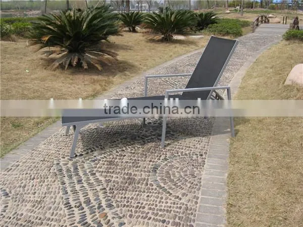 Outdoor aluminum chaise lounge, garden sling sun lounge with mesh fabric
