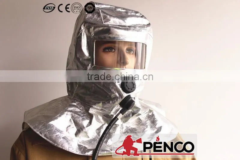 Self rescue respirator with aluminum hood