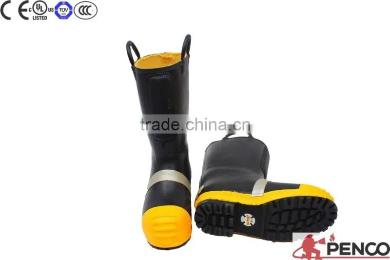Black Advanced Polythene rubber fireman safety boots