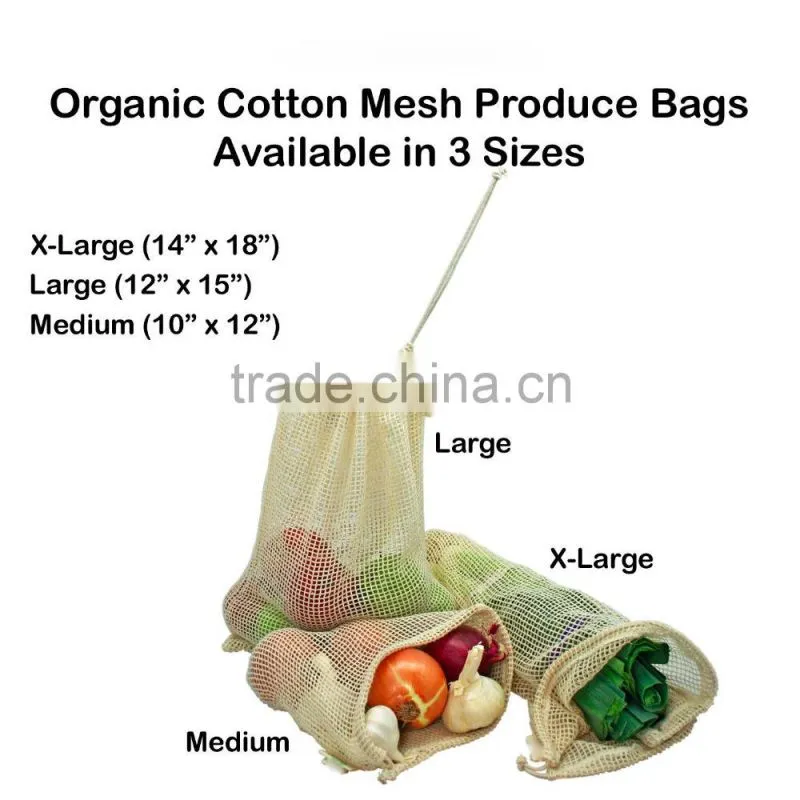 Wholesale Eco Organic Cotton Mesh Reusable Promotional Bags