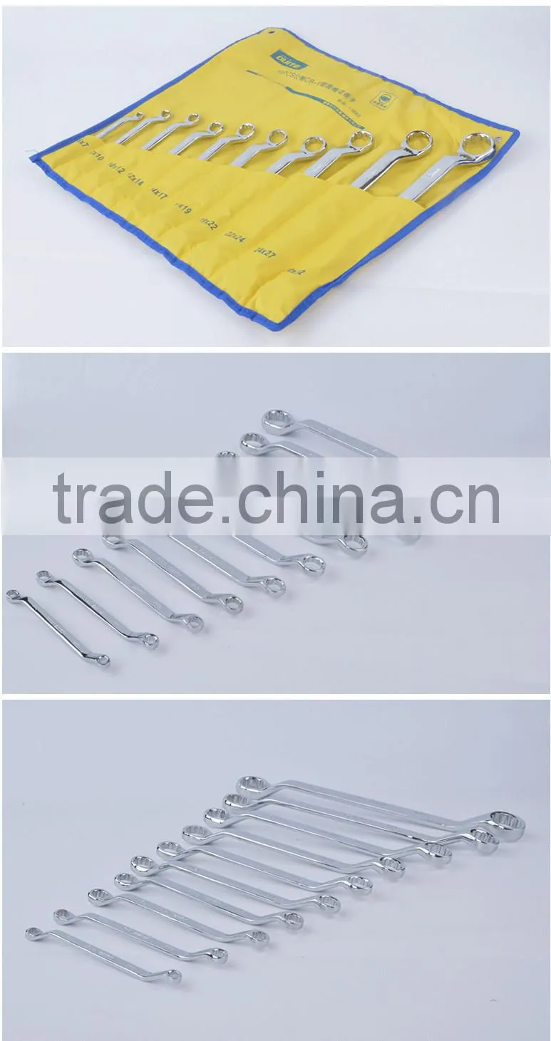 10pcs mirror surface double offset ring wrench set,10pcs anti-rust spaner wrench ring set ,10 pcs double ring wrench set