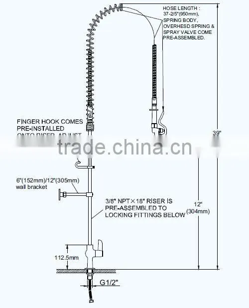 2016 New Commercial Pre Rinse Unit Cleaning Faucet&Sink Tap,Lead Free Comply to NSF
