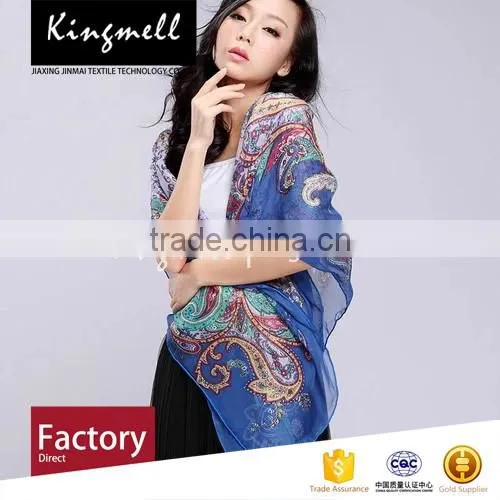 Customized Fashion Pure Digital Print Silk Scarf with Bright Vivid Colors