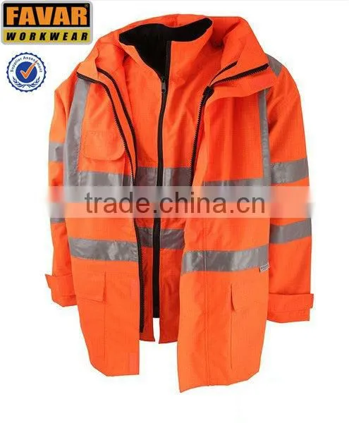 2in1 winter orange reflective tapes Reversible Bomber Jacket