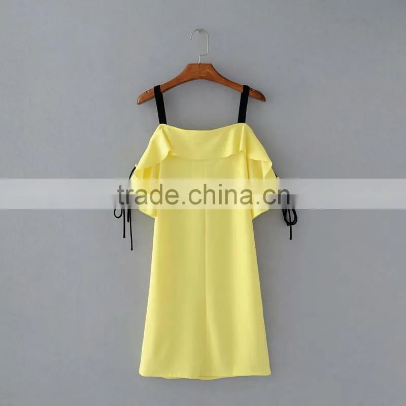 Women ready goods fashion summer fancy yellow dress