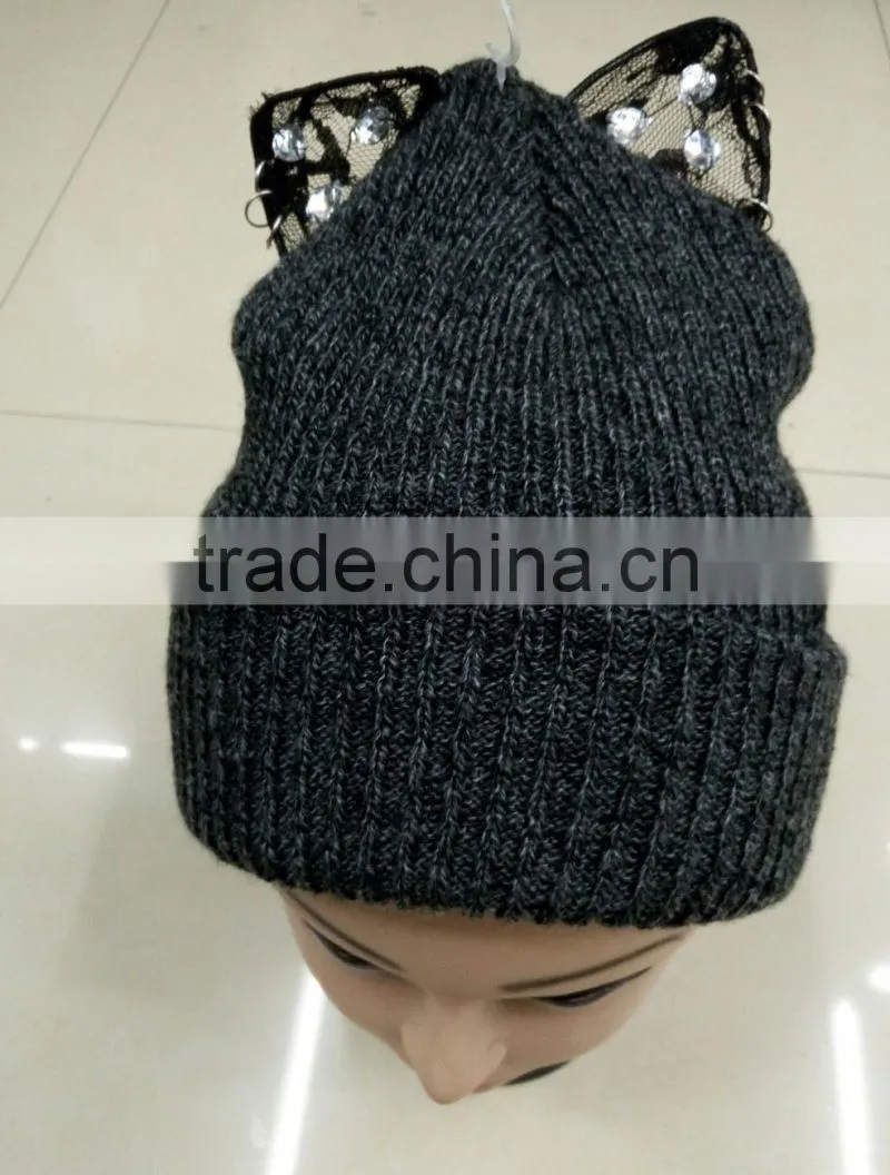 2016 Fashion the latest woman man cute 100%acrylic crochet knitted cap for winter