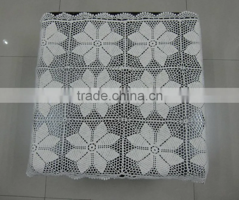 Wholesale white crochet cotton tablecloth embroidery flower pattern