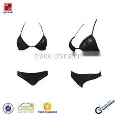 Black Bikini Set with Flouncy Ruffle and Floral Cutouts at Top and Scrunch Bottom