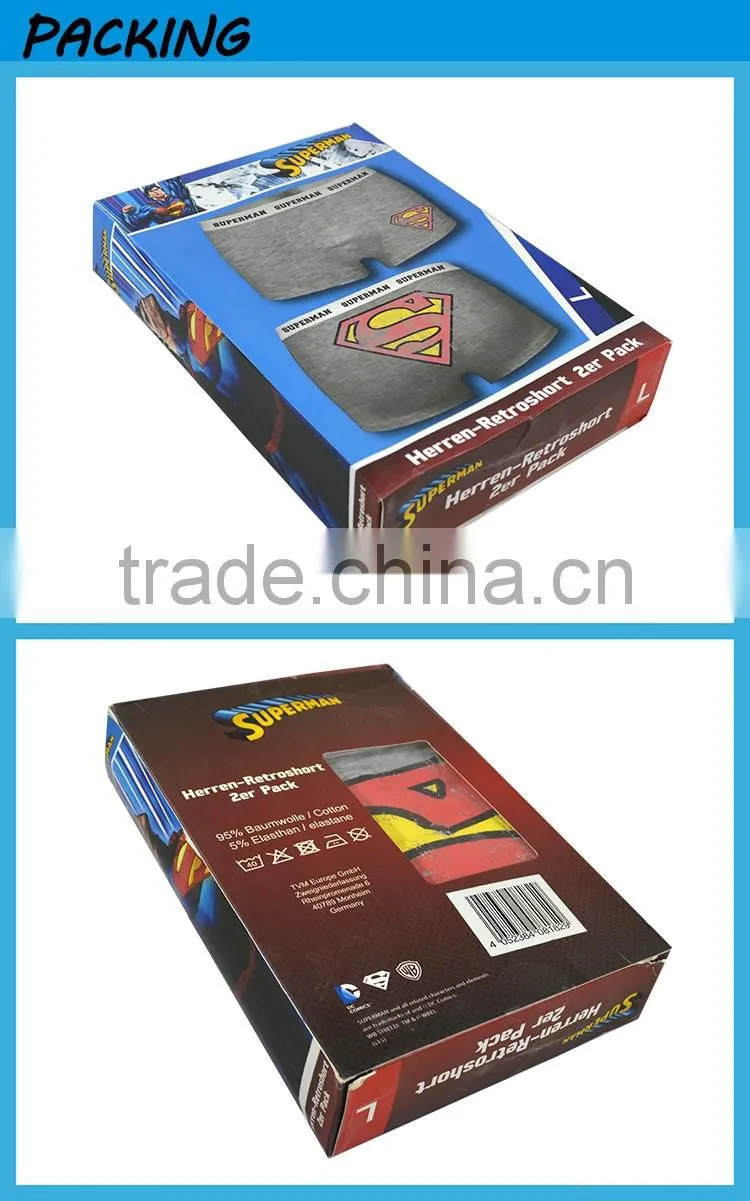 Superman Pattern Boxers Grey Solid Underwear for Male