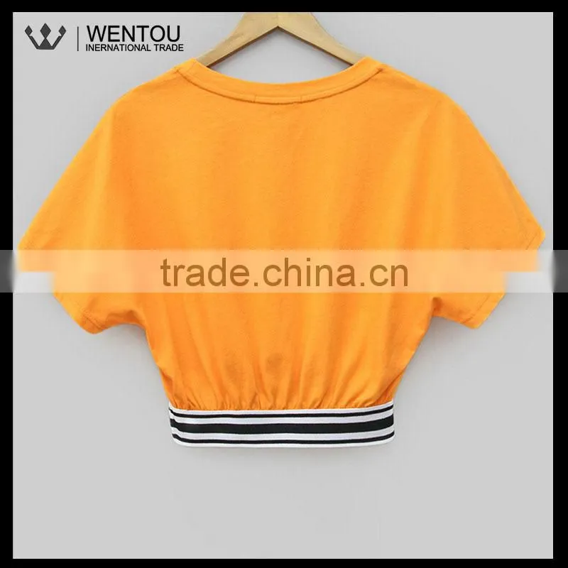 New Arrival Orange Round Collar Girls Sport T Shirt