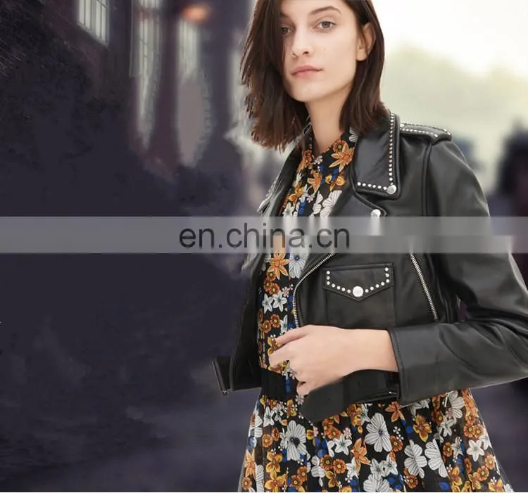 Genuine Cheap Ladies Leather Jacket For Girls Black Color Cool Style Fancy Leather Jacket