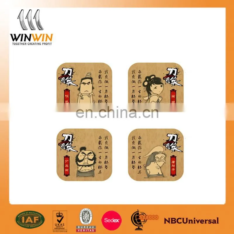 Absorbent paper coaster with customized logo