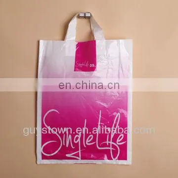 customized private design printed logo plastic softloop handle shopping bag