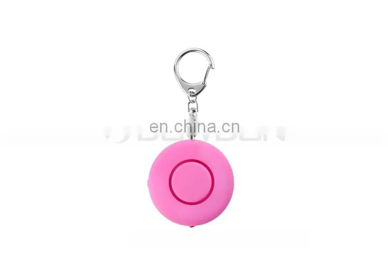 Promotional Gift Round Shaped Mini Keychain Personal Alarm With LED Light