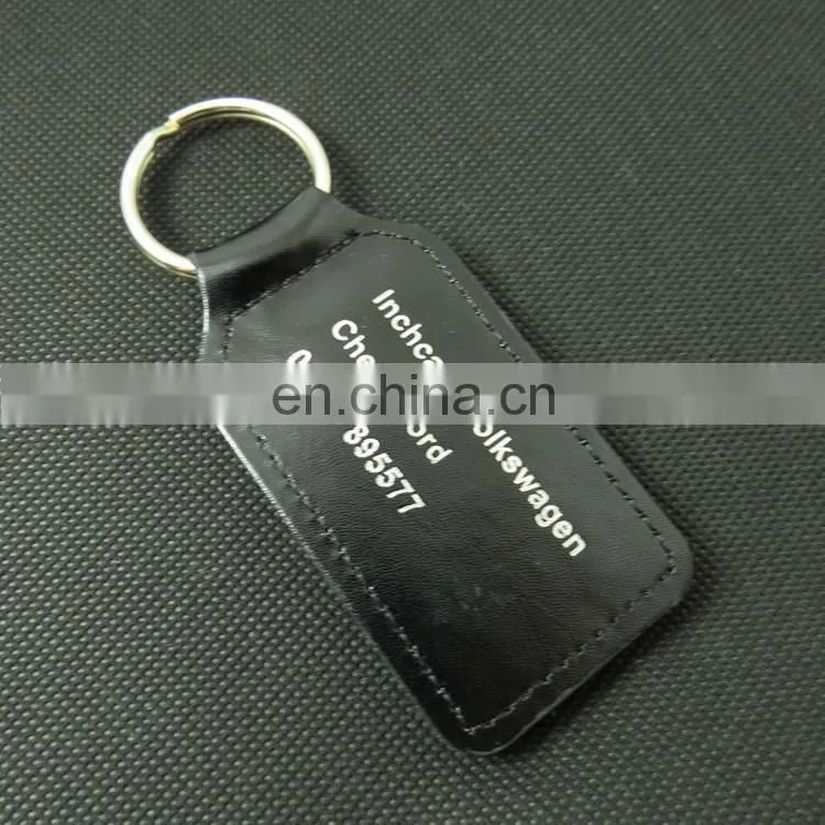 Custom embossed car logo leather key holder metal laser engraving keychain
