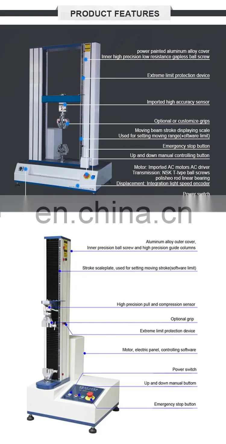 Single Column Fabric Strength Tester Test Apparatus Computer Servo Control Tensile Testing Machine