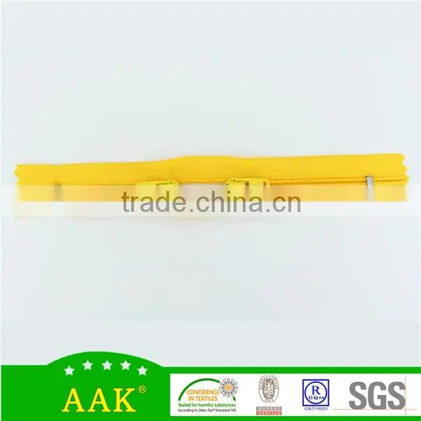 Nylon zipper with head to head sliders