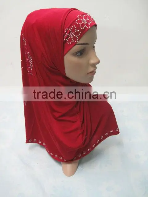 A487 Popular beaded 2pcs al amira two pieces hijab