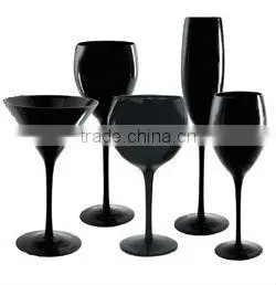 promotional wholesale hand blow black champagne flute