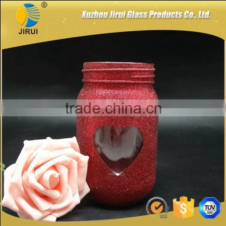 450ml Lovely Round Shape Colored Glass Mason Jar