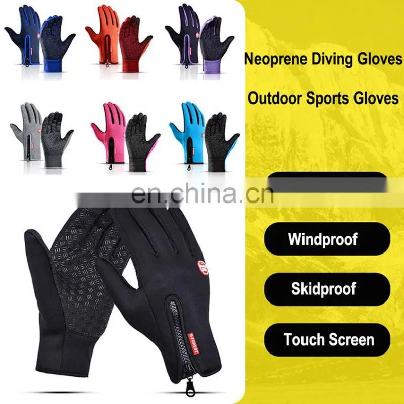 Wholesale Waterproof black neoprene fabric with touchscreen fingers outdoor sport diving protective glove