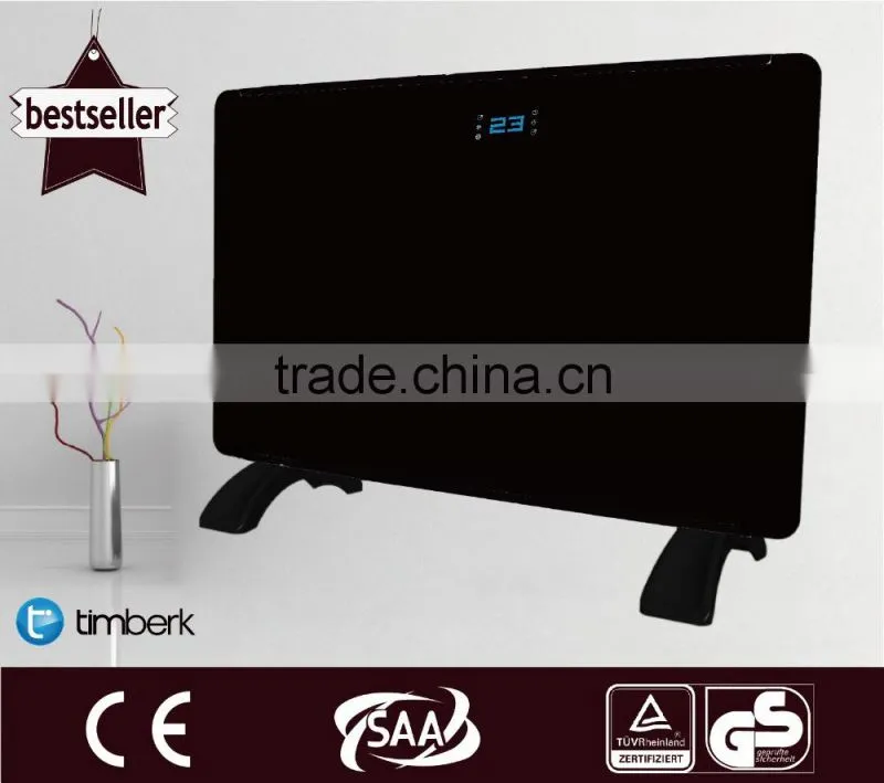 New product: black glass panel convector heater with LED panel and remote control
