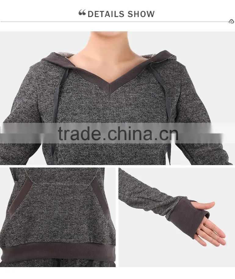 Women Dance Wear, Dance V Neck Thumb Hole Hoodie Top, Ballet Dance Warmer