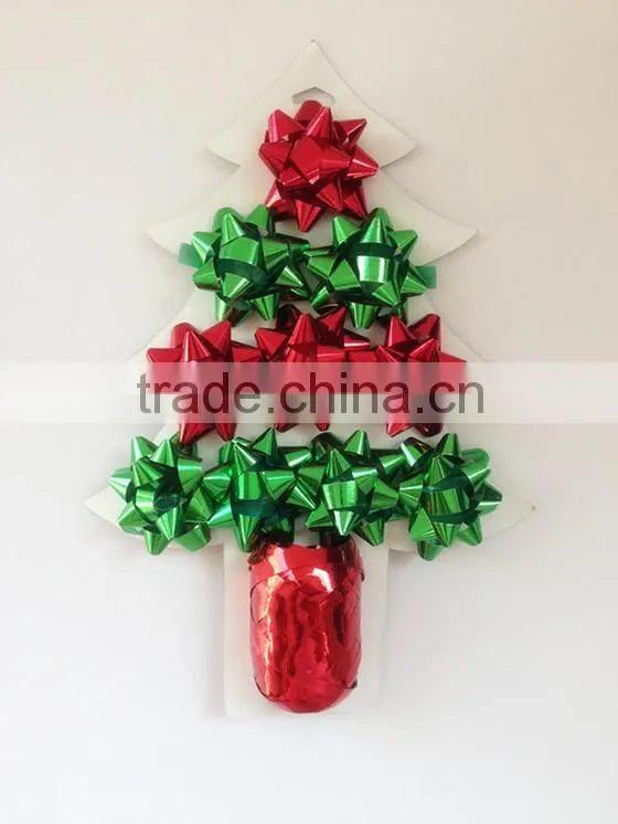 2016 New Design High Quality Gift Decorative Set/ star bows and matte metallic curly ribbons