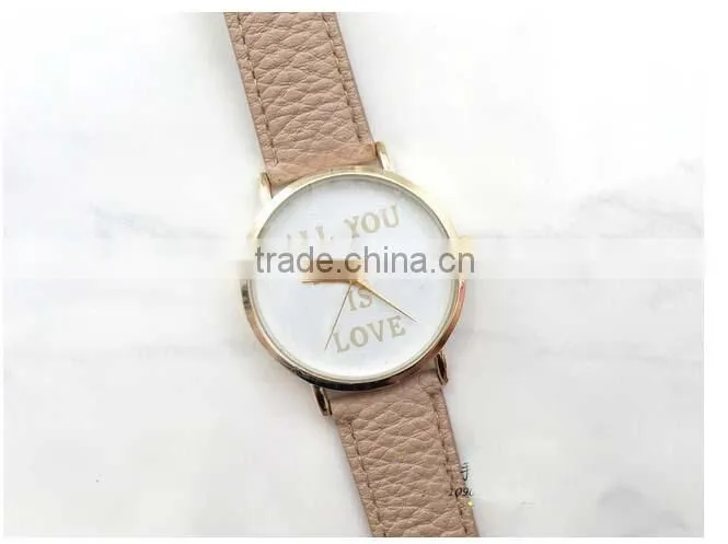 Best price Women's Men's ALL YOU NEED IS LOVE Faux Leather Dial Analog Quartz Wrist Watch