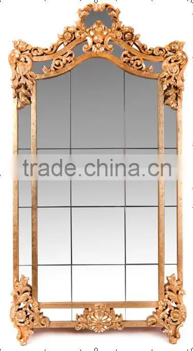 Neoclassic living furniture set wood frame fabric sofa gold length mirror
