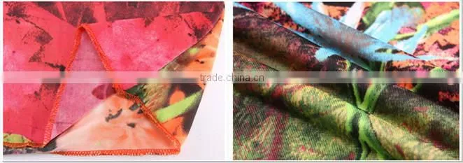 V Neck Flower Printed Fabric Patterns Lady Dress
