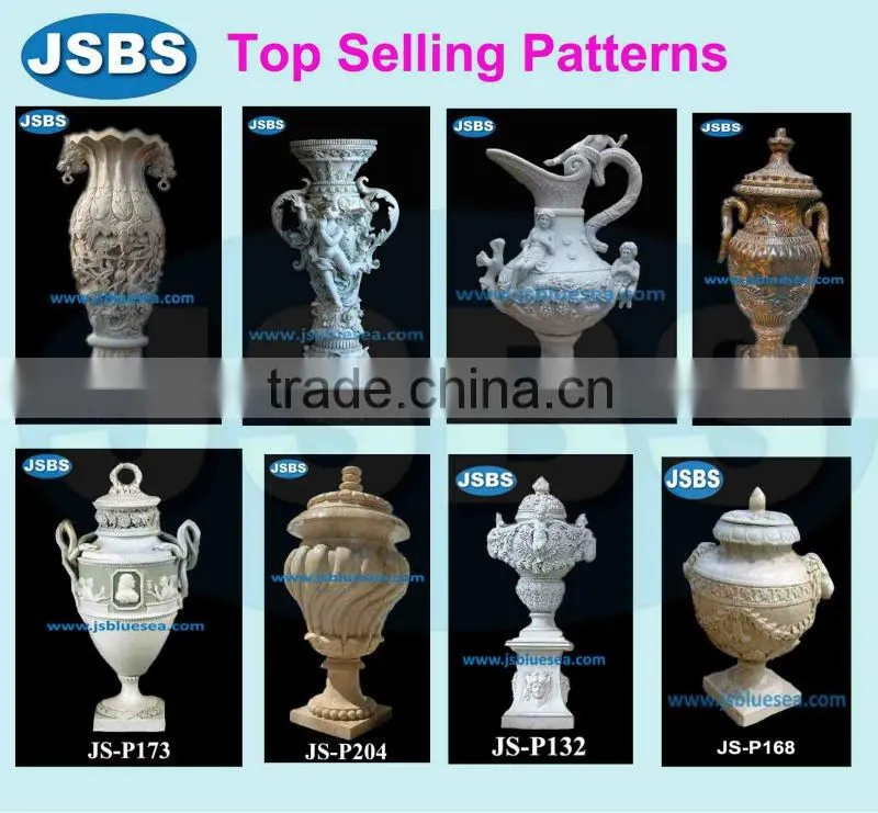 red natural marble carved garden decorative flower pot