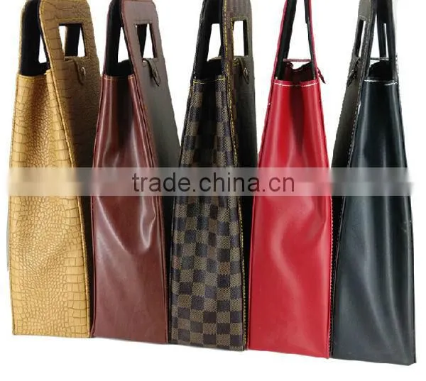 2015 New Design Promotion Pretty faux leather wine carrier