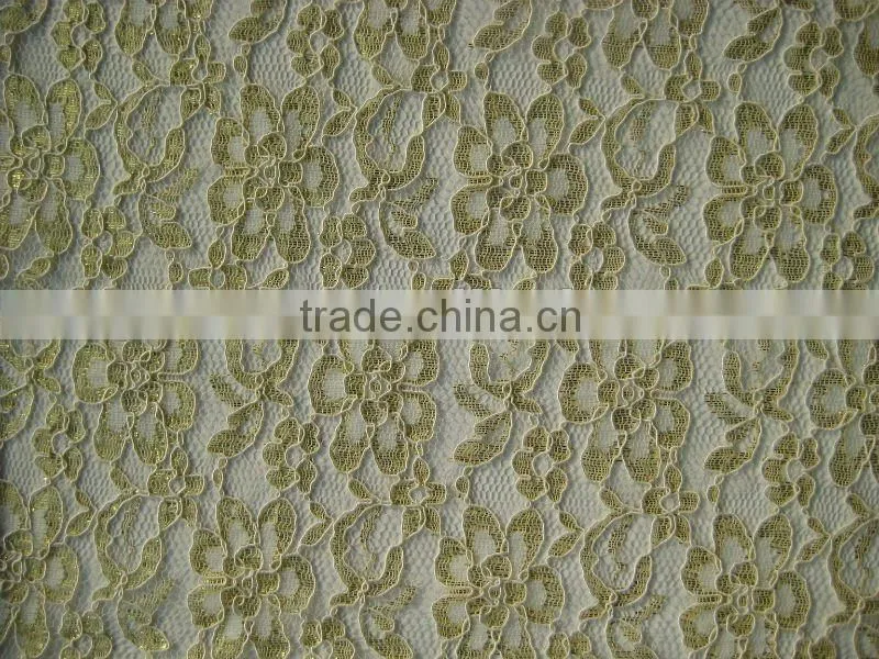 nylon and metallic yarn on lace fabric for ladies dress clothing