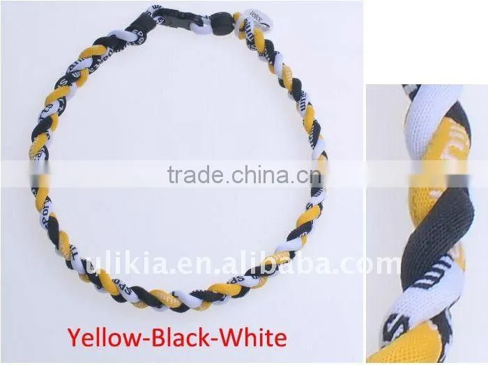 Germanium Titanium Baseball Sport Necklaces tri-braided 22''